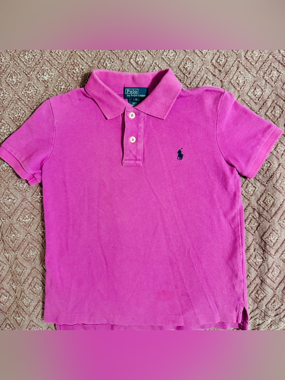Ralph Lauren Pink Toddler Polo Shirt with Navy Pony Size 6